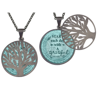 Start Each Day With a Grateful Heart Poetry Tree Necklace
