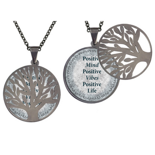 Positive Mind Positive Vibes Positive Life Poetry Tree Necklace