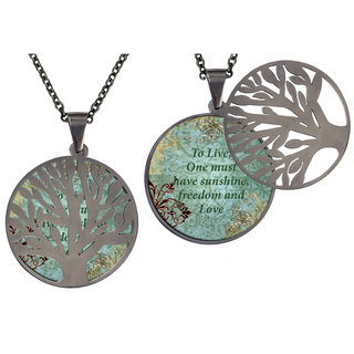 To Live, One Must Have Sunshine, Freedom, and Love Poetry Tree Necklace