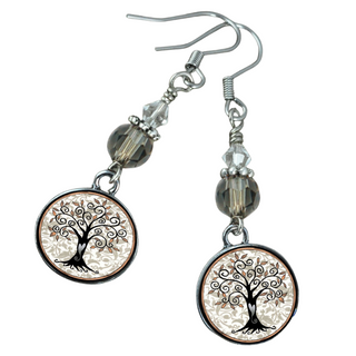 Grey Tree of Life Earrings