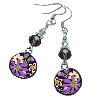 Purple Retro Flower Earrings