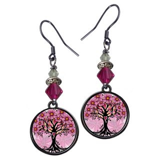 Pink Tree of Life Earrings