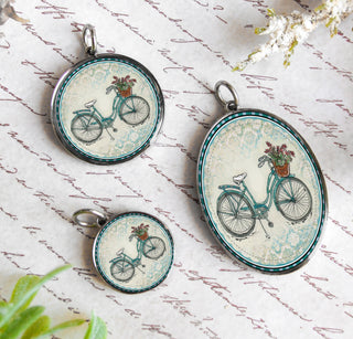 Mini Bicycle Embroidery Hoop Necklace 