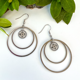 Compass Large Double Circle Statement Earrings