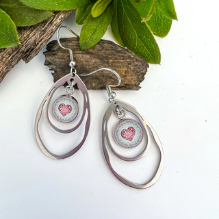 Hearts Abstract Double Oval Statement Earrings