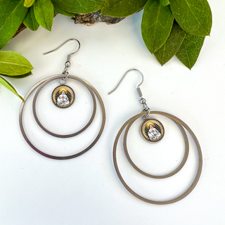 Religion Large Double Circle Statement Earrings