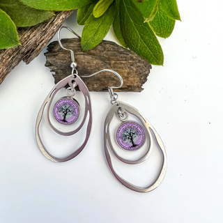 Tree Of Life Abstract Double Oval Statement Earrings