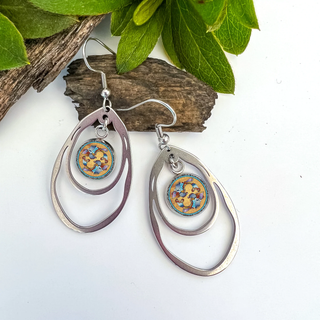 Zodiac Abstract Double Oval Statement Earrings